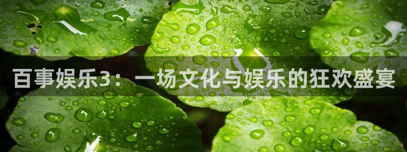 杏宇3平台登录注册：百事娱乐3：一场文化与娱乐的狂欢盛宴